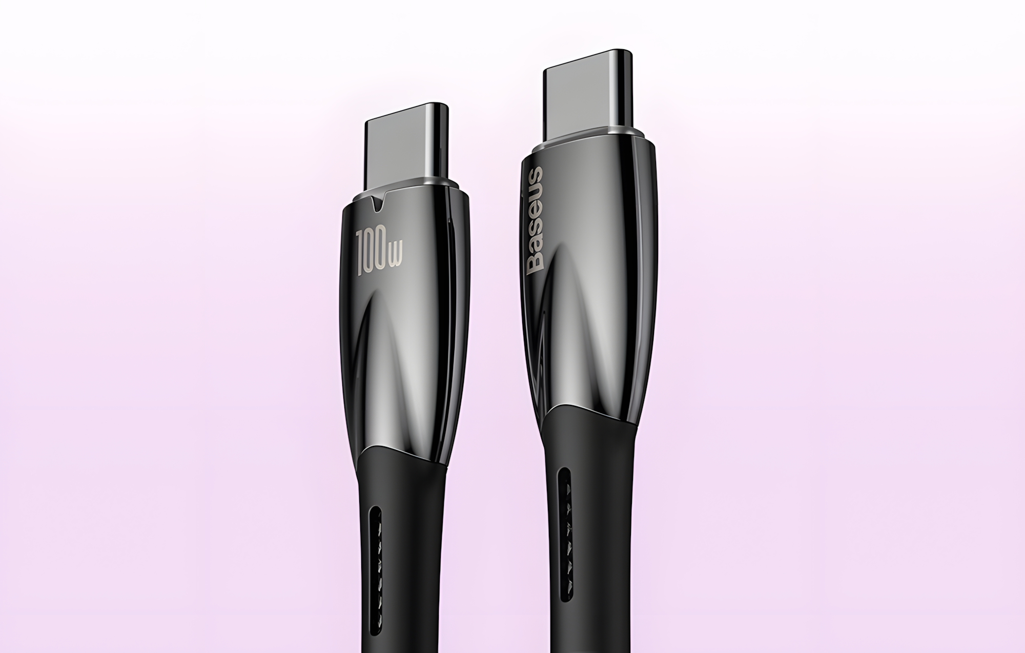 USB кабель BASEUS CADH000701 100W Glimmer, USB-C на USB-C, быстрая зарядка, 1м — фото 1