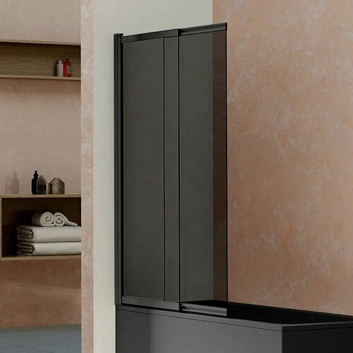Изображение товара Шторка на ванну Vincea VSB-1E100CGB 100 см, стеклянная, раздвижная, черная, распашная, итальянская