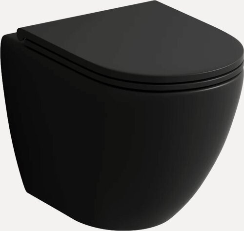 Изображение товара Унитаз подвесной Grossman Торнадо GR-4455BMSQ с микролифтом, безободковый, без бачка, антивсплеск, фаянсовый, черный, матовый, овальный, сиденье для унитаза в комплекте