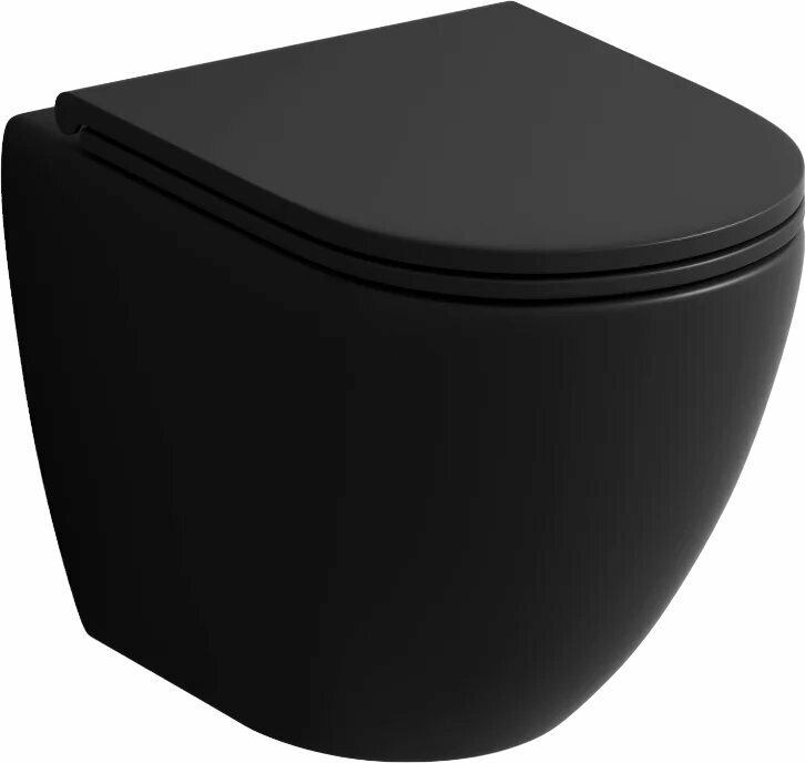 Унитаз подвесной Grossman Торнадо GR-4455BMSQ с микролифтом безободковый овальный черный без бачка фаянсовый антивсплеск