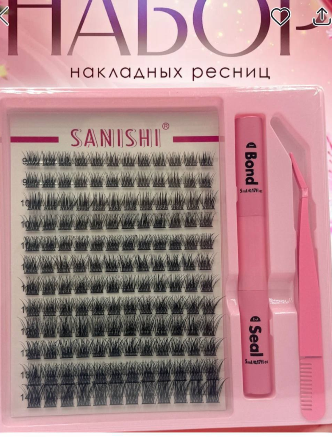 Набор ресниц SANISHI, для 3D-эффекта, накладные, 144 шт, гипоаллергенный клей — фото 1