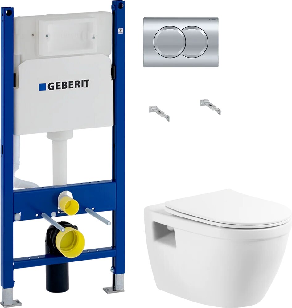 Комплект 2 в 1 Унитаз подвесной BelBagno Loto BB070CHR/SC / Инсталляция с кнопкой Geberit Duofix Delta 458.149.21.1 цвет хром
