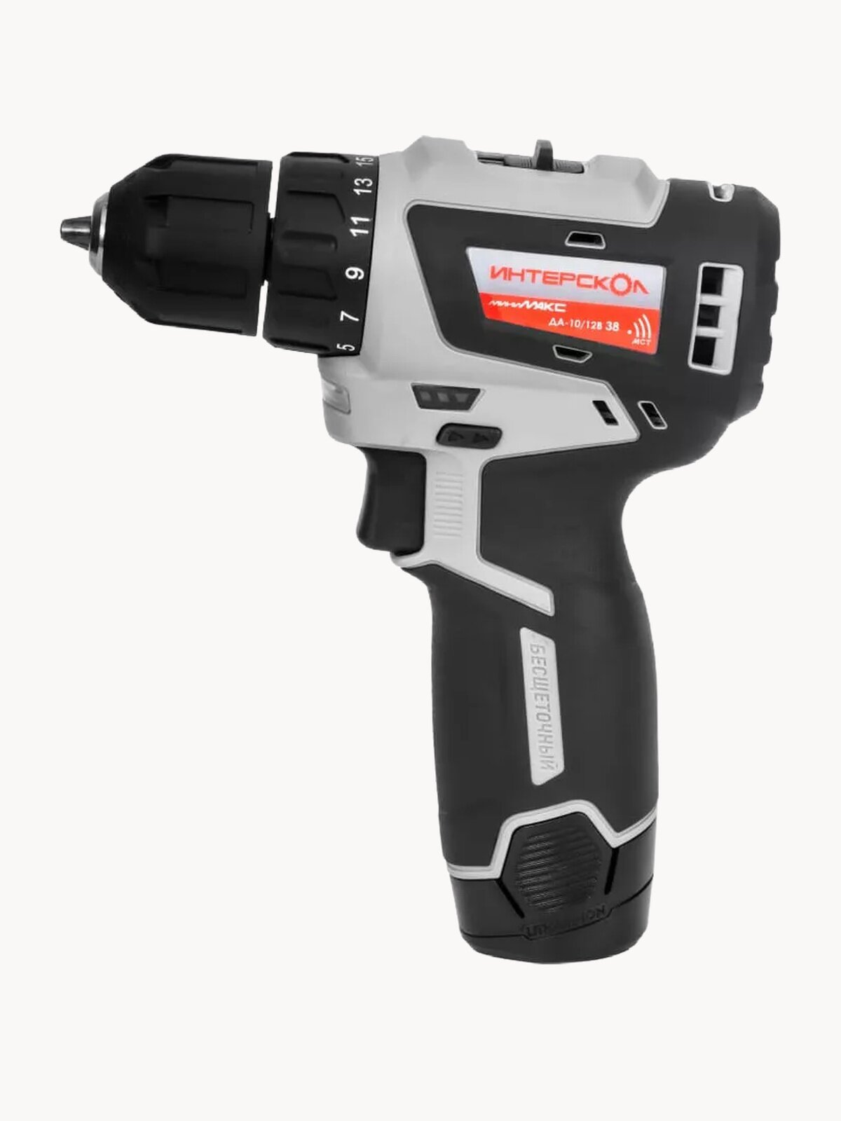 Аккумуляторная ударная дрель-шуруповерт Интерскол ДАУ-10/12В 38 минимакс с бесщеточным двигателем 767.2.2.45