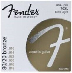Cтруны для акустической гитары FENDER STRINGS NEW ACOUSTIC 70XL 80/20 BRNZ BALL END 10-48
