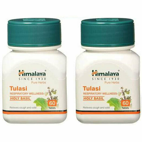 Таблетки Туласи Хималая Хербалс (Tulasi Himalaya Herbals) при простудных заболеваниях, при диабете, повышает иммунитет, 2х60 таб.