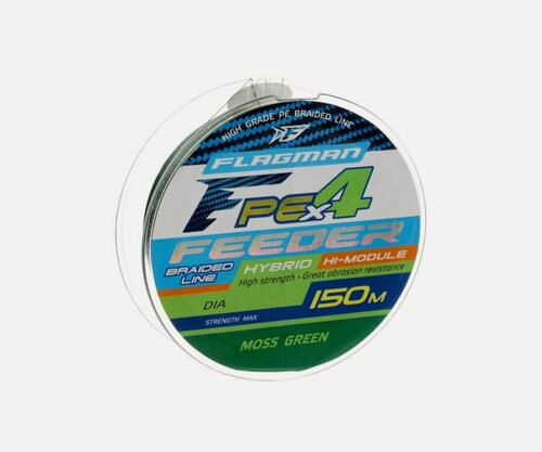 Изображение товара FLAGMAN Шнур PE Hybrid F4 Feeder 300м Moss Green 0,12мм 6,4кг