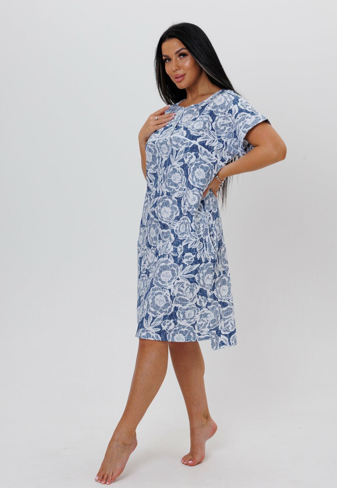 Платье-туника домашнее Modellini 1753/2 синий, 54 размер - фотография № 5