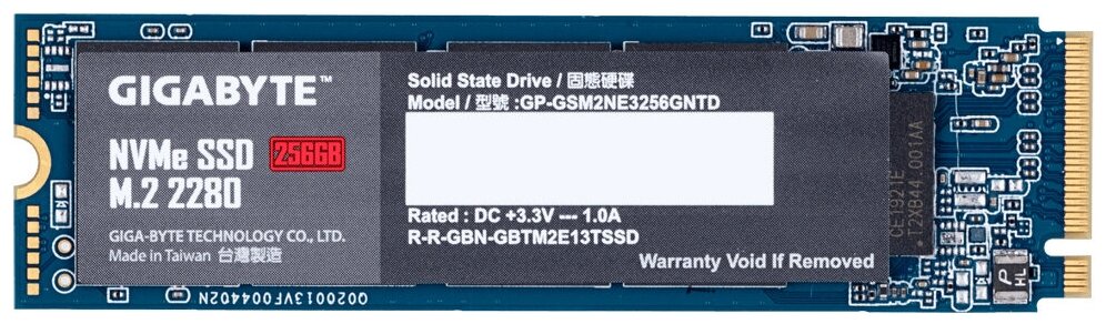 Твердотельный накопитель SSD M.2 256 Gb GigaByte NVMe SSD Read 1700Mb/s Write 1100Mb/s 3D NAND TLC GP-GSM2NE3256GNTD