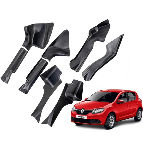 Комплект накладок на ковролин Renault Sandero 2, Sandero 2 STEPWAY (2012-2018г. в) (Передние+центральные+задние)