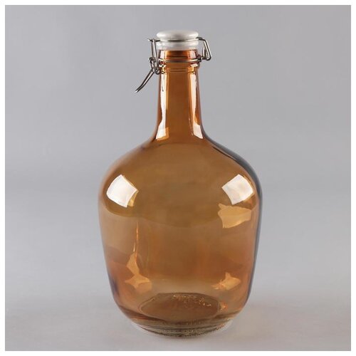 фото Бутылка стеклянная 3,4 л "gja. атами", с фарфоровой крышкой с бугельным замком, цвет коричне 5377318 сима-ленд