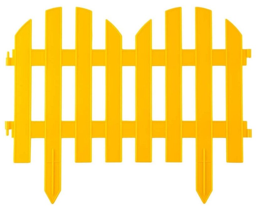 Забор декоративный GRINDA "палисадник", 28x300см, желтый
