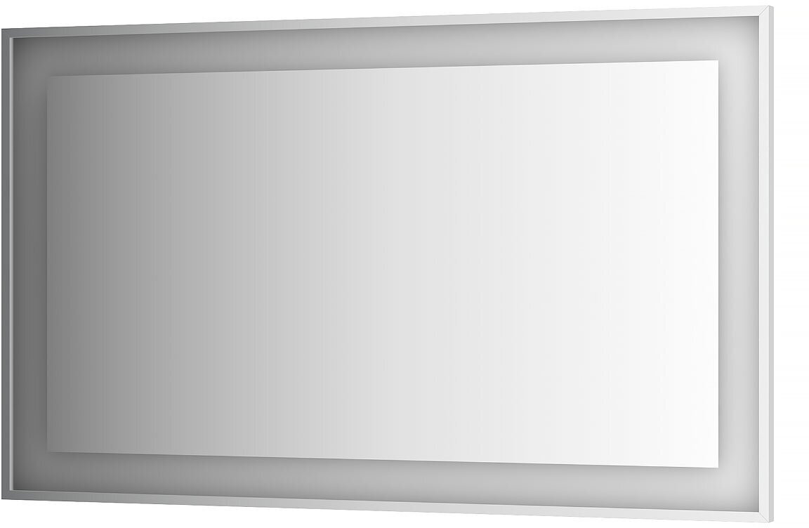 Зеркало настенное Прямоугольное в багетной раме хром со встроенным LED-светильником Ledside EVOFORM 150x90 см BY 2213