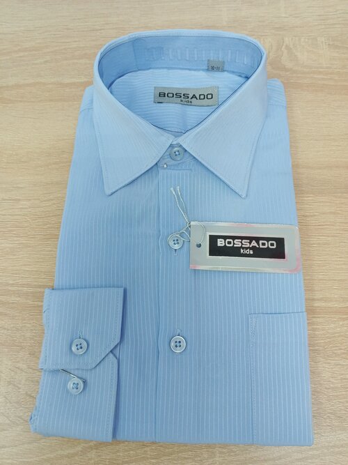 Школьная рубашка Bossado, размер 30 (5-6), голубой