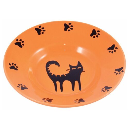 Миска КерамикАрт 211154/211161 для кошек 140 мл 0.14 л оранжевый 1 15.5 см 3 см 15.5 см керамикарт керамическая миска блюдце для кошек 140 мл оранжевая