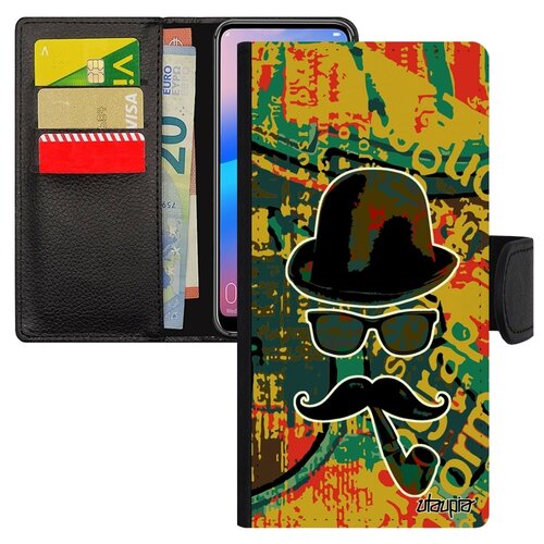 фото Чехол-книжка для мобильного хуавей p20 про оригинальный дизайн мистер усы чаплин имидж utaupia