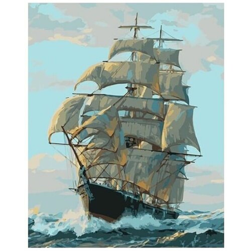 фото Картина по номерам 40х50 корабль парусник морской пейзаж kolibriki