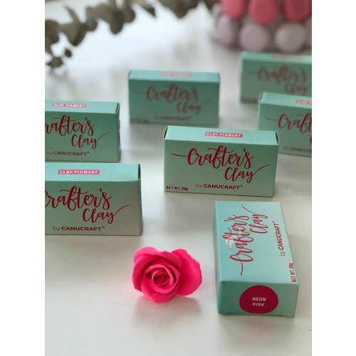 Глина зефирная полимерная самозастывающая Crafters Clay Canucraft для цветов и украшений в миниупаковке. Неоновый розовый/Neon pink, 20г
