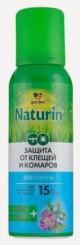 Изображение товара Gardex Naturin Аэрозоль от комаров и клещей на одежду 100 мл
