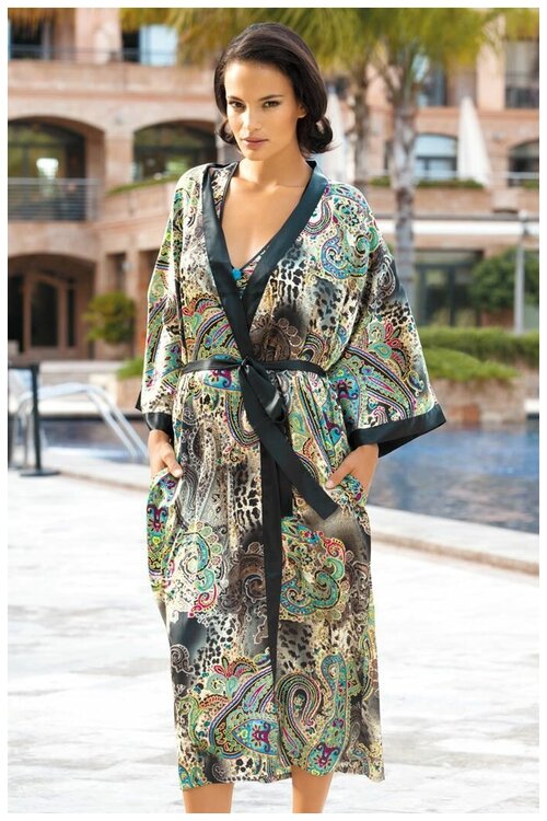 Длинный классический халат-кимоно Fiorenza Mia-Mia | разноцветный | XXL-XXXL