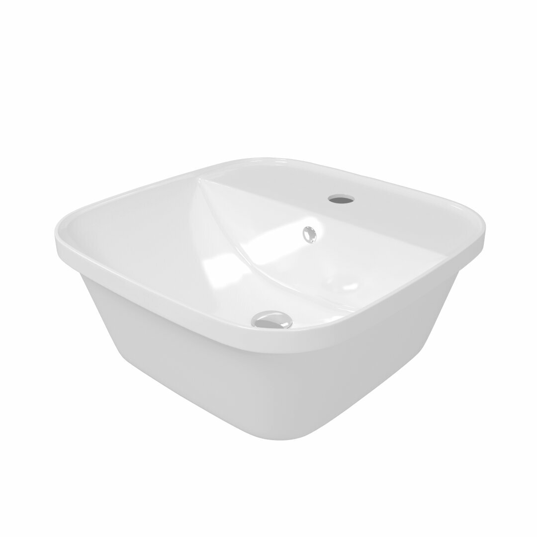 Комплект Teymi 2 в 1 для ванной: раковина Solli 43 накладная / врезная с полочкой + выпуск Teymi с переливом белый F01550