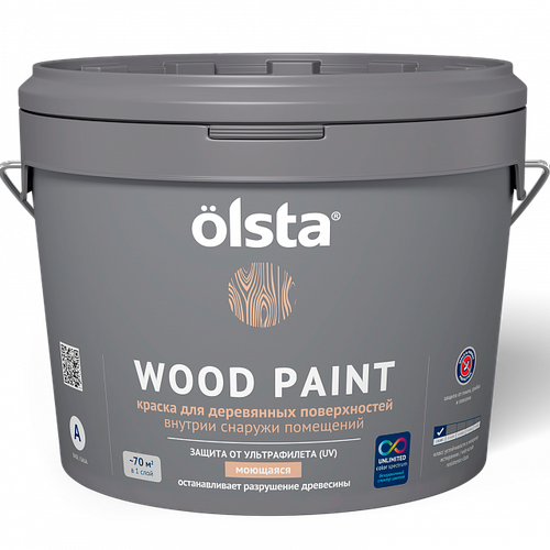 OLSTA WOOD PAINT Краска акриловая для деревянных поверхностей, база А (9л) грунт для деревянных поверхностей olsta wood primer 5л