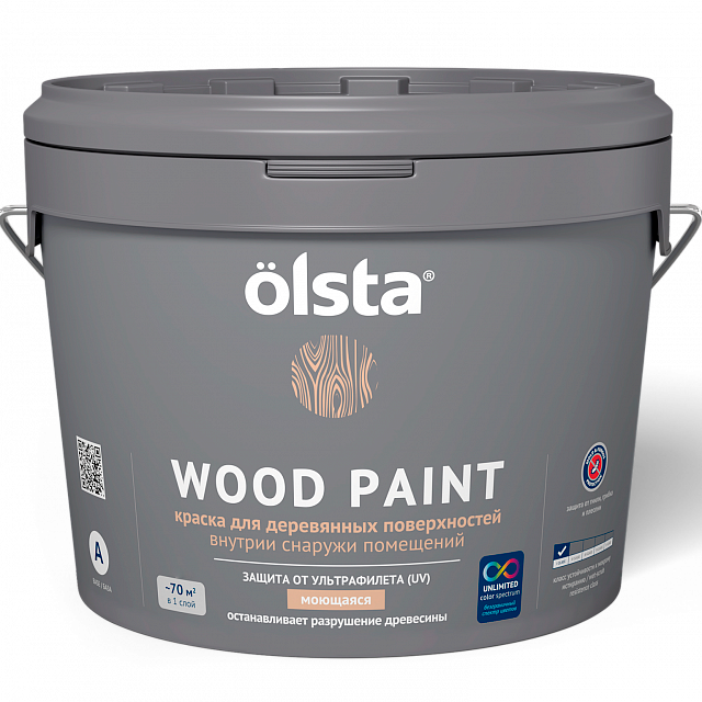 OLSTA WOOD PAINT Краска акриловая для деревянных поверхностей, база А (2,7л)