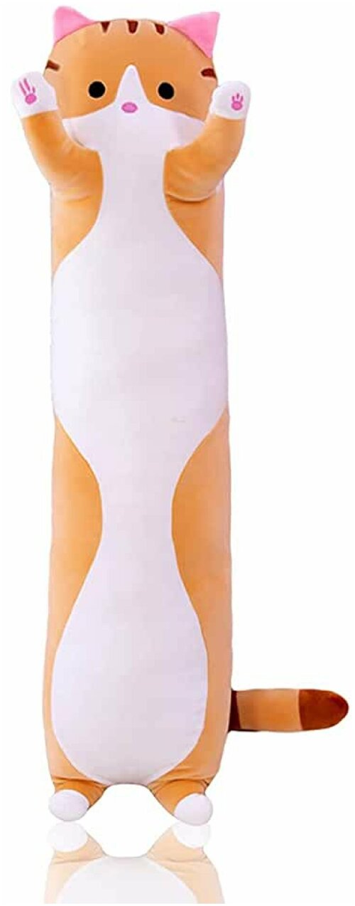 Мягкая игрушка длинный Кот батон, рыжий, 90 см