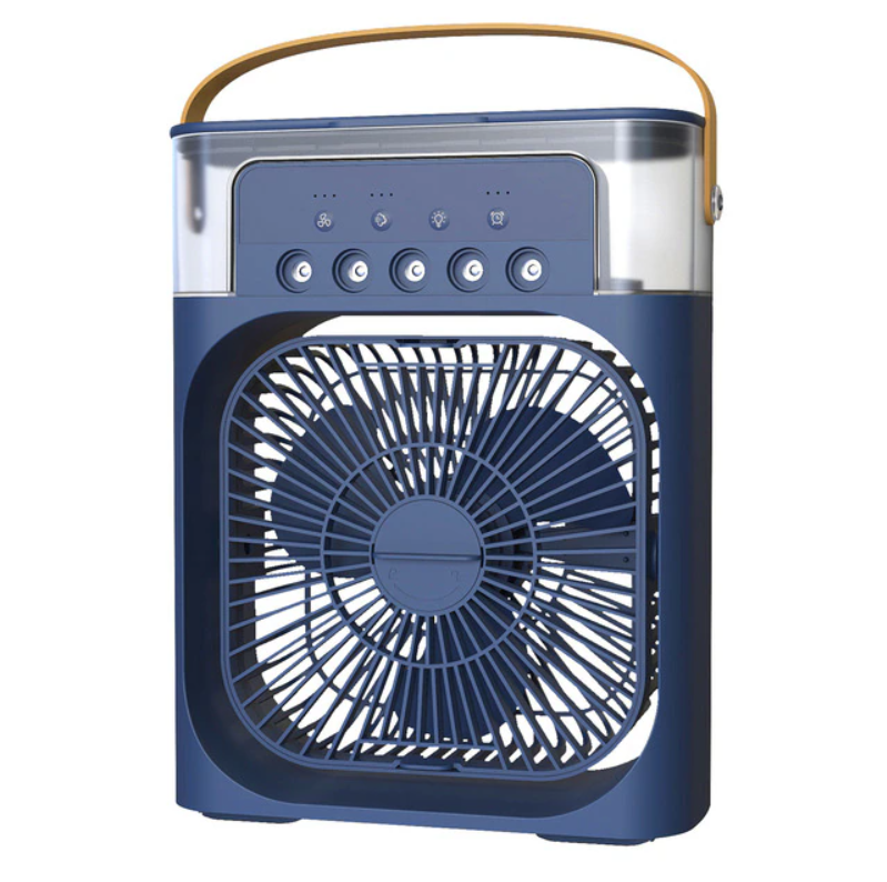 Портативный настольный вентилятор с увлажнителем воздуха, синий - фотография № 1