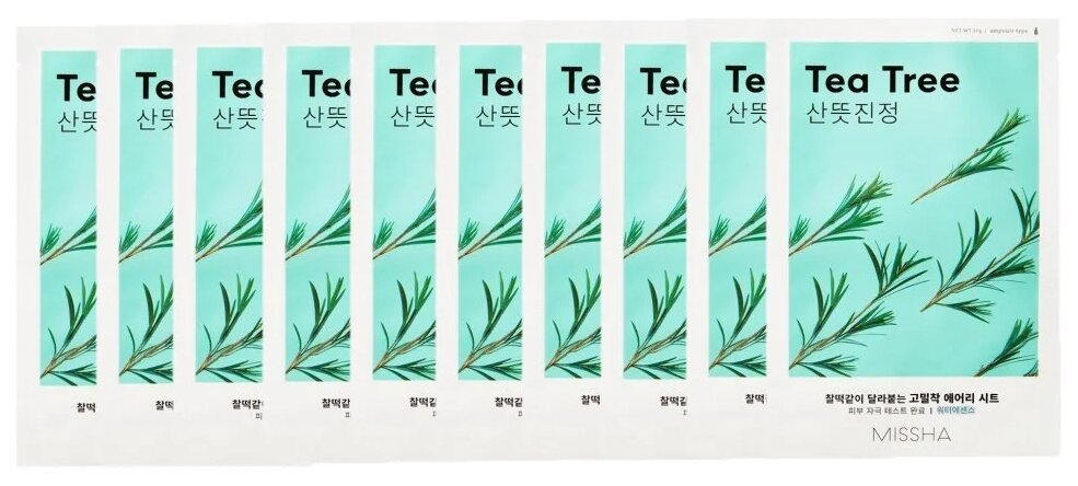 фото Missha Airy Fit Sheet Mask Tea Tree тканевая маска с экстрактом чайного дерева