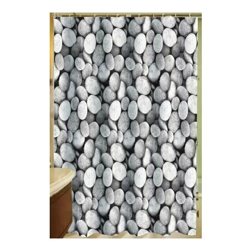 Шторка для ванной комнаты Галечный пляж В комплекте С фильтром для душа