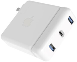 USB-концентратор HyperDrive USB-C Hub 61W Power Adapter (HDH05), разъемов: 3, белый