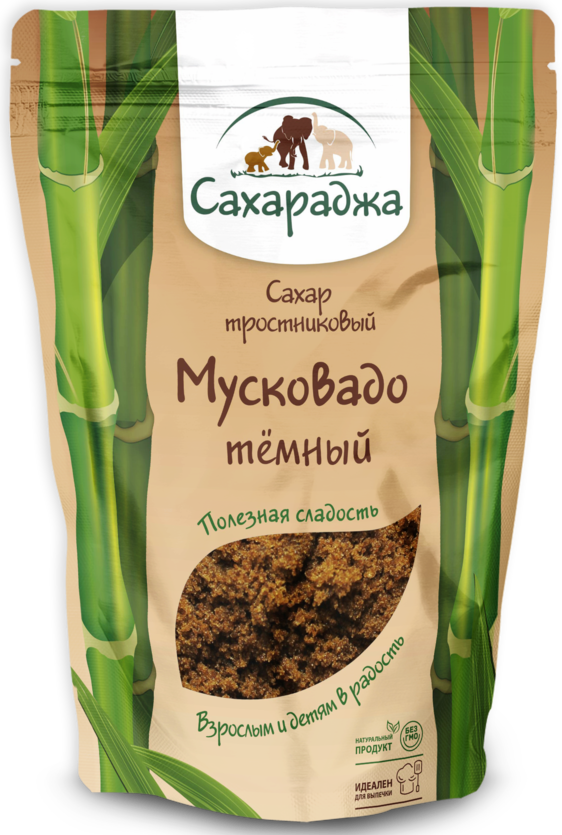 Сахар тростниковый "Мусковадо" тёмный (Сахараджа), 4 шт по 450 г