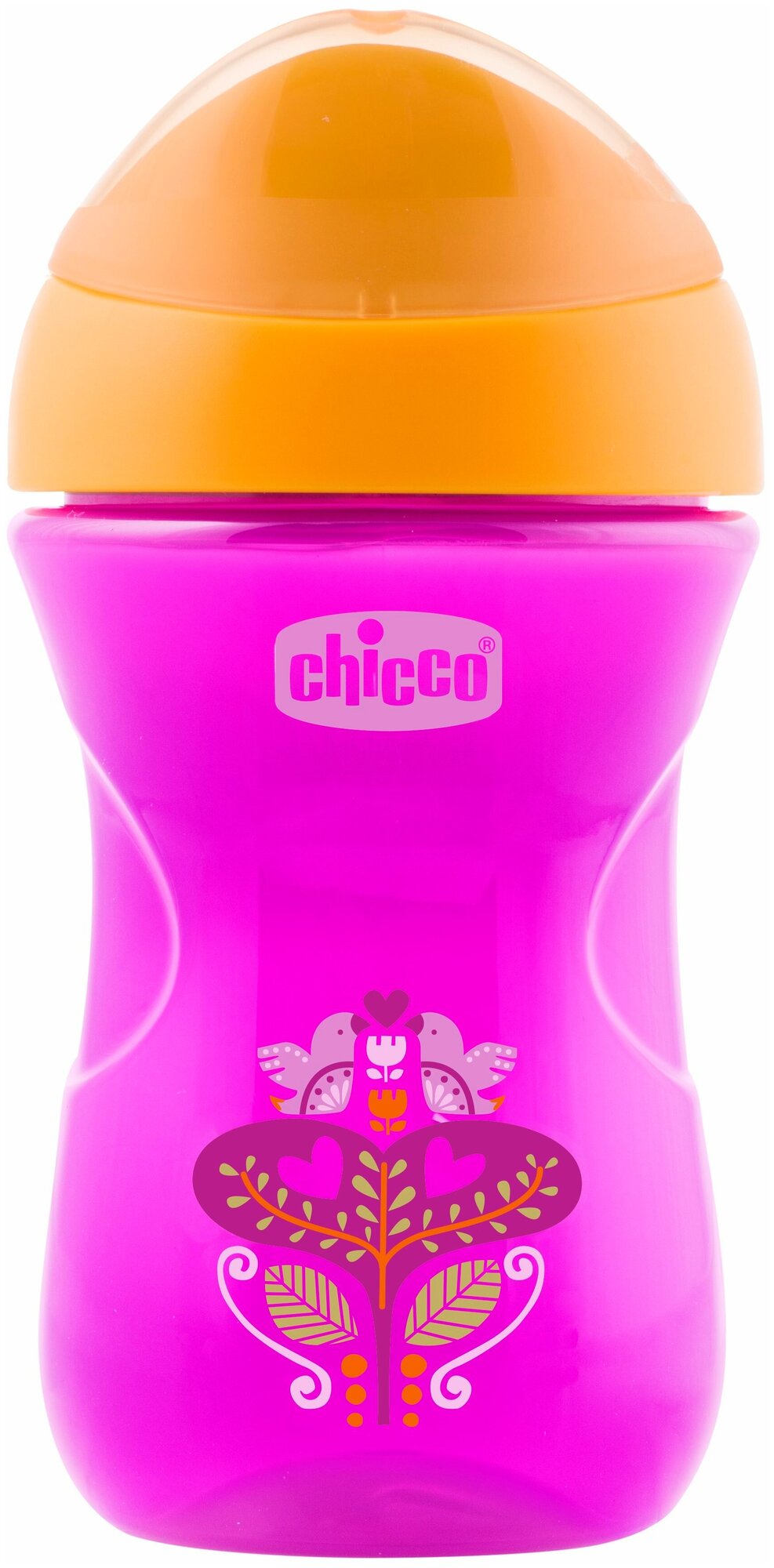 Chicco Чашка-поильник Easy Cup (носик ободок), 1 шт.,12мес+, 266 мл., цвет розовый, рисунок цветочек