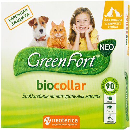 GreenFort Neo BioCollar для кошек и мелких собак зеленый 1 шт. в уп., 1 уп.