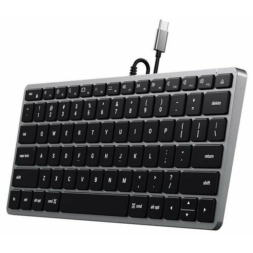 Клавиатура проводная Satechi Slim W1 USB-C Wired Keyboard-RU, серебристый, черный клавиатура satechi slim w1 usb c wired keyboard ru раскладка русская цвет серый космос
