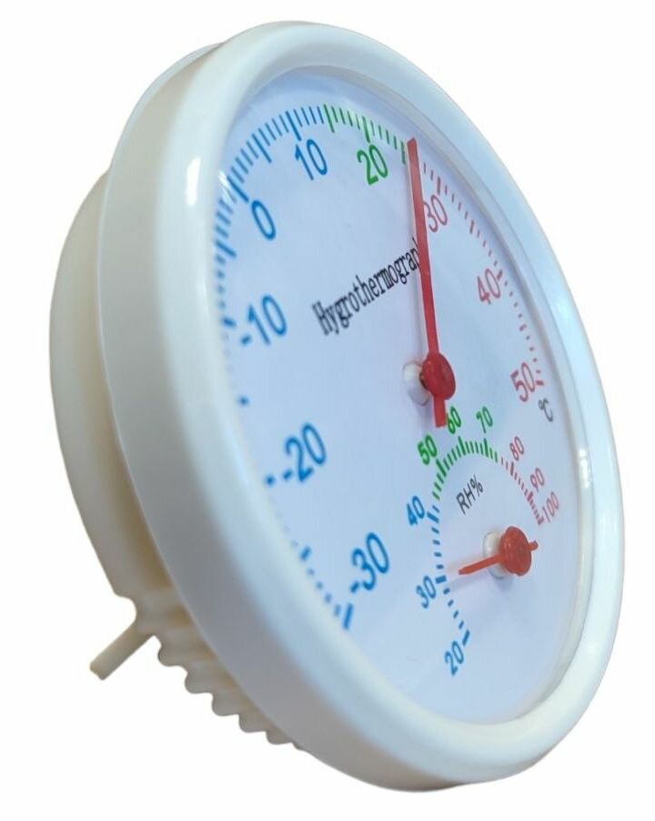 Термометр - гигрометр, диаметр 65 мм, цвет белый
