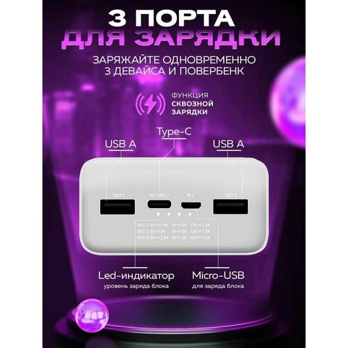 Внешний аккумулятор 30000 mAh Quick Charge Version белый 393500₽