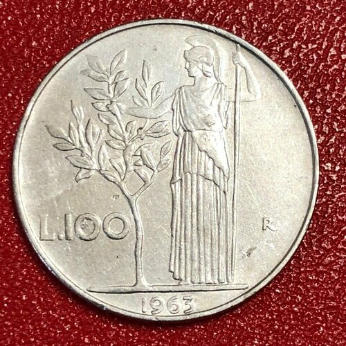 Монета Италия 100 лир 1963 год #5-8