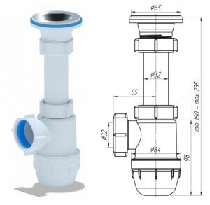 Сифон для раковины АНИ пласт BM1000, 1 1/4"х32