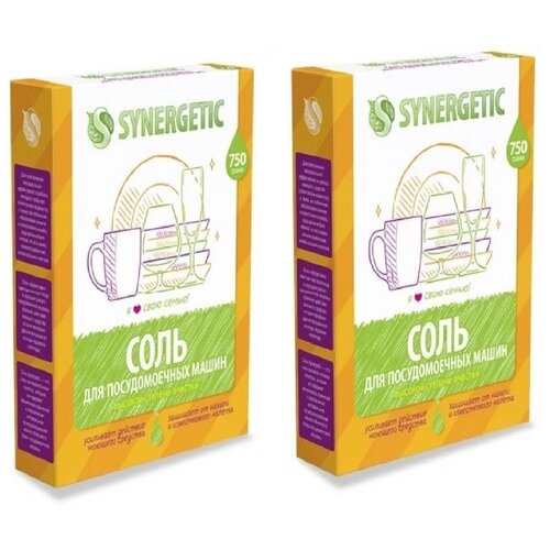 Synergetic Соль высокой степени очистки для посудомоечных машин 750 гр x 2 шт.