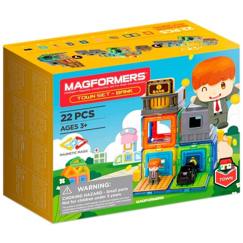 фото Магнитный конструктор magformers 717009 town set - bank 22 дет.