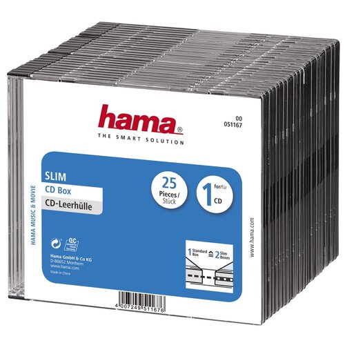 Кейс HAMA 051167, 25 шт., черный/прозрачный конверты hama h 33808 для cd пластиковые прозрачные 25шт