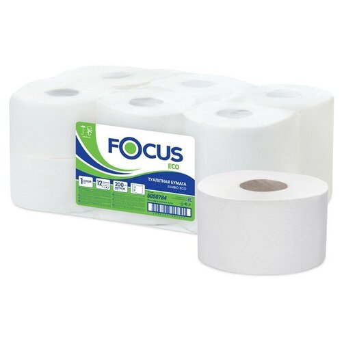 Купить Focus Бумага туалетная 1-сл 200 м в рулоне JUMBO ECO белая H-5050784, белый, первичная целлюлоза, Туалетная бумага и полотенца