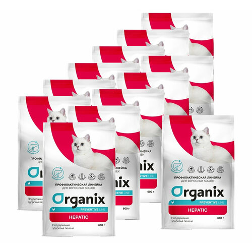 Organix Hepatic сухой корм для кошек Поддержание здоровья печени 600 г х 12шт.