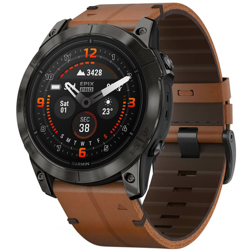 Смарт-часы Garmin EPIX Pro Gen 2 Sapphire DLC Titanium/Chestnut (010-02804-30)