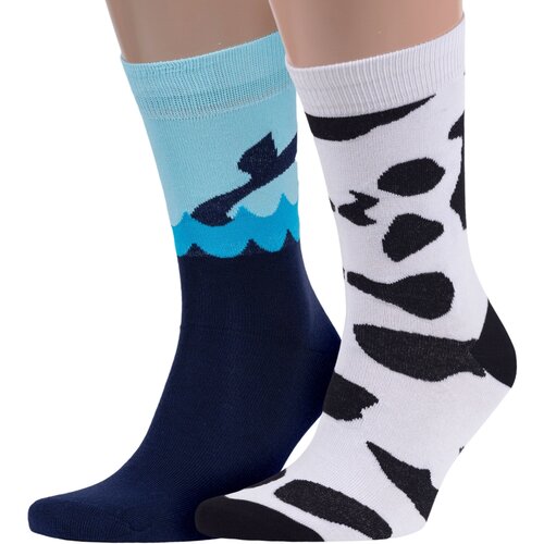фото Носки хох, 2 пары, размер 29, синий, белый, мультиколор, черный