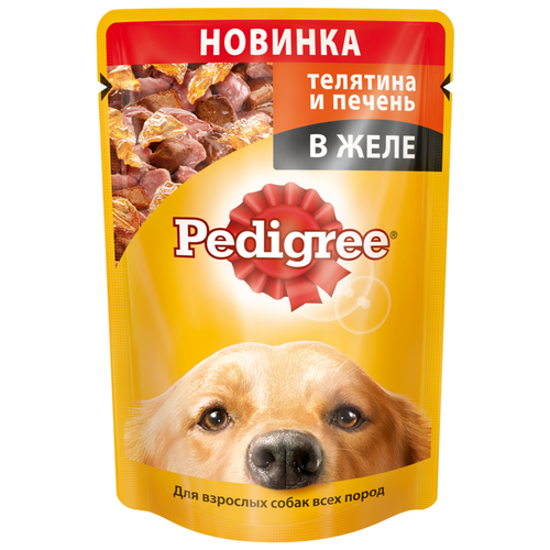 Pedigree Паучи для взрослых собак всех пород с телятиной и печенью в желе 85г 10222593 0,085 кг 43501 (58 шт)