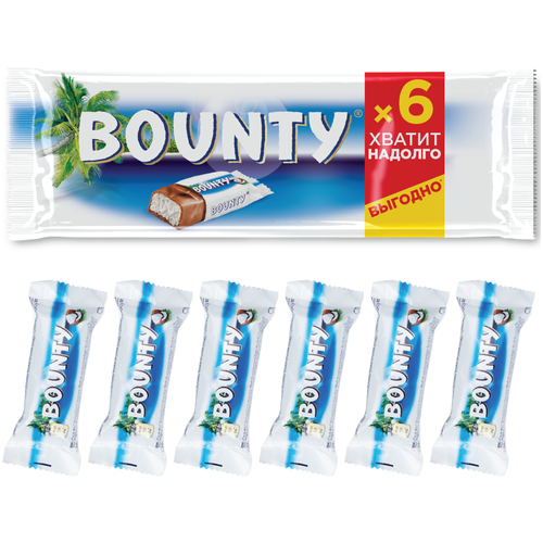 Батончик Bounty с нежной мякотью кокоса, мультипак, 27.5 г, 6 шт.