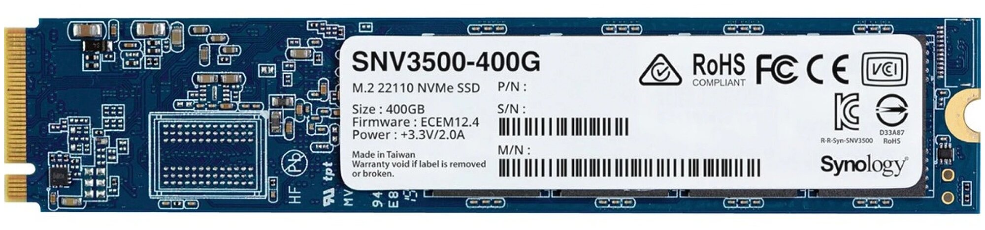 Synology SSD SNV3000 SNV3510-400G SSD SNV3000 Series PCIe 3.0 x4 ,M.2 22110, 400GB, R3000 W750 Mb s, IOPS 225K 45K, MTBF 1,8M repl SNV3500-400G