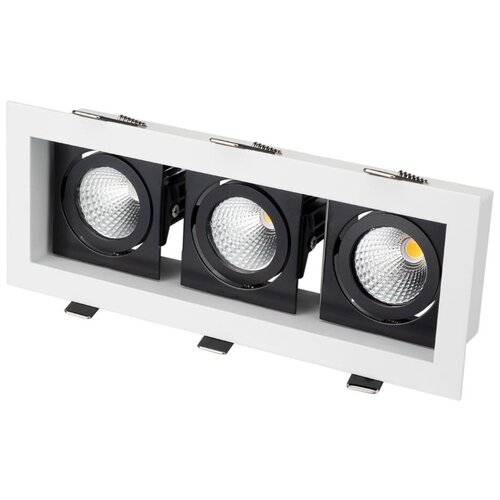 фото Arlight cl-kardan-s260x102-3x9w day (wh-bk, 38 deg), встроенный светодиодный светильник (led), 27 вт, 3 лампы